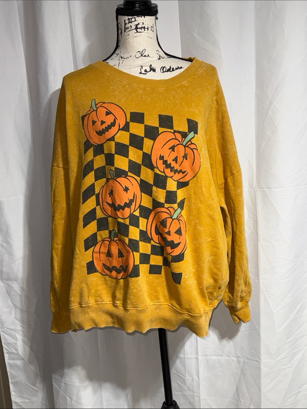 Mighty Fine Yellow Pumpkin Graphic Crewneck Sweatshirt